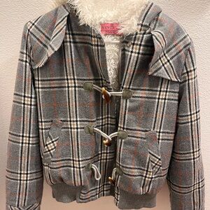 Juicy Couture Gray and Orange Pea Coat